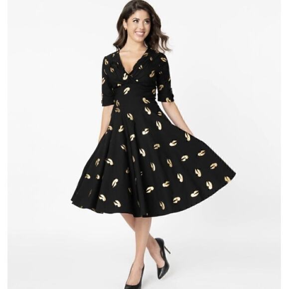 Unique Vintage Dresses & Skirts - Unique Vintage Harry Potter Snitch Dress Retro Fit Flare Size Medium